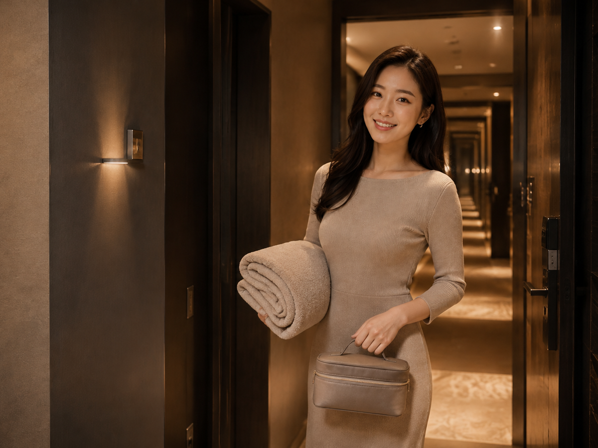서울 용산구 방문 홈케어 일정을 준비하는 젊은 성인 한국 여성 관리사
